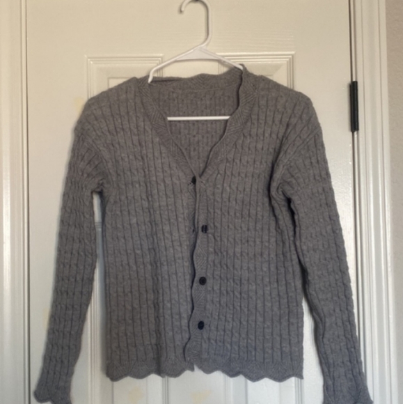 2/$25 SHEIN Gray knit button-up cardigan sweater - Picture 2 of 4
